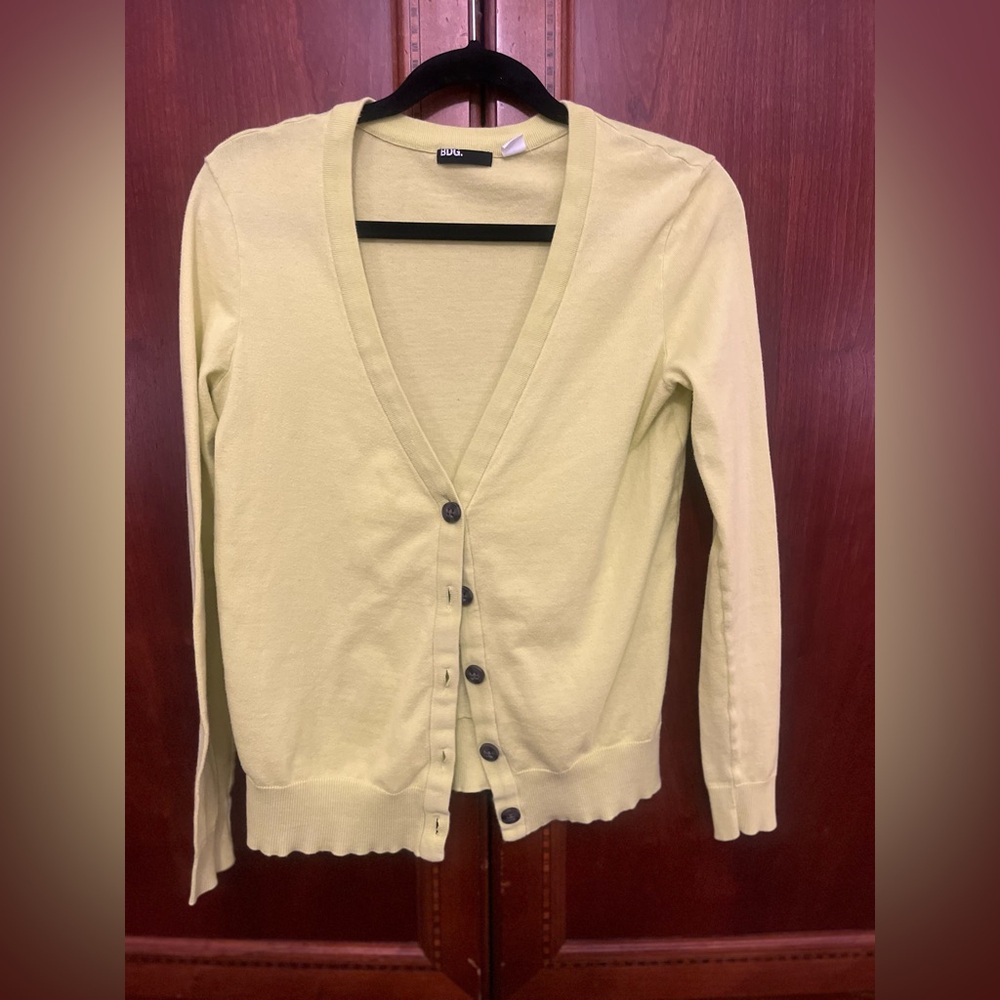 BDG Light Yellow Button-Up Cardigan